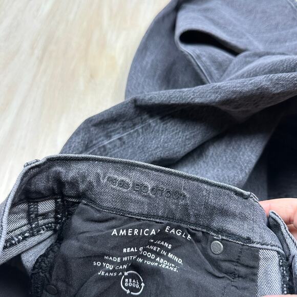 American Eagle Black 90s Bootcut High Rise Casual Everyday Denim Jeans 10 SHORT - Picture 13 of 16